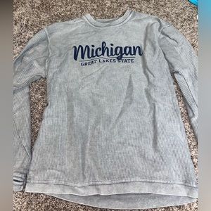 Grey Michigan ribbed sweatshirt